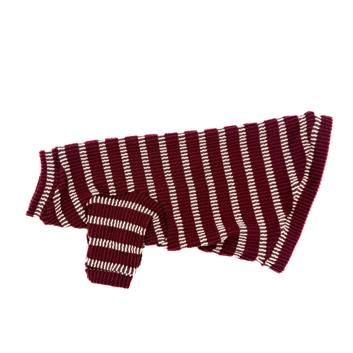 Wine Stripes Long Sleeve Chunky Ribbed Shirt