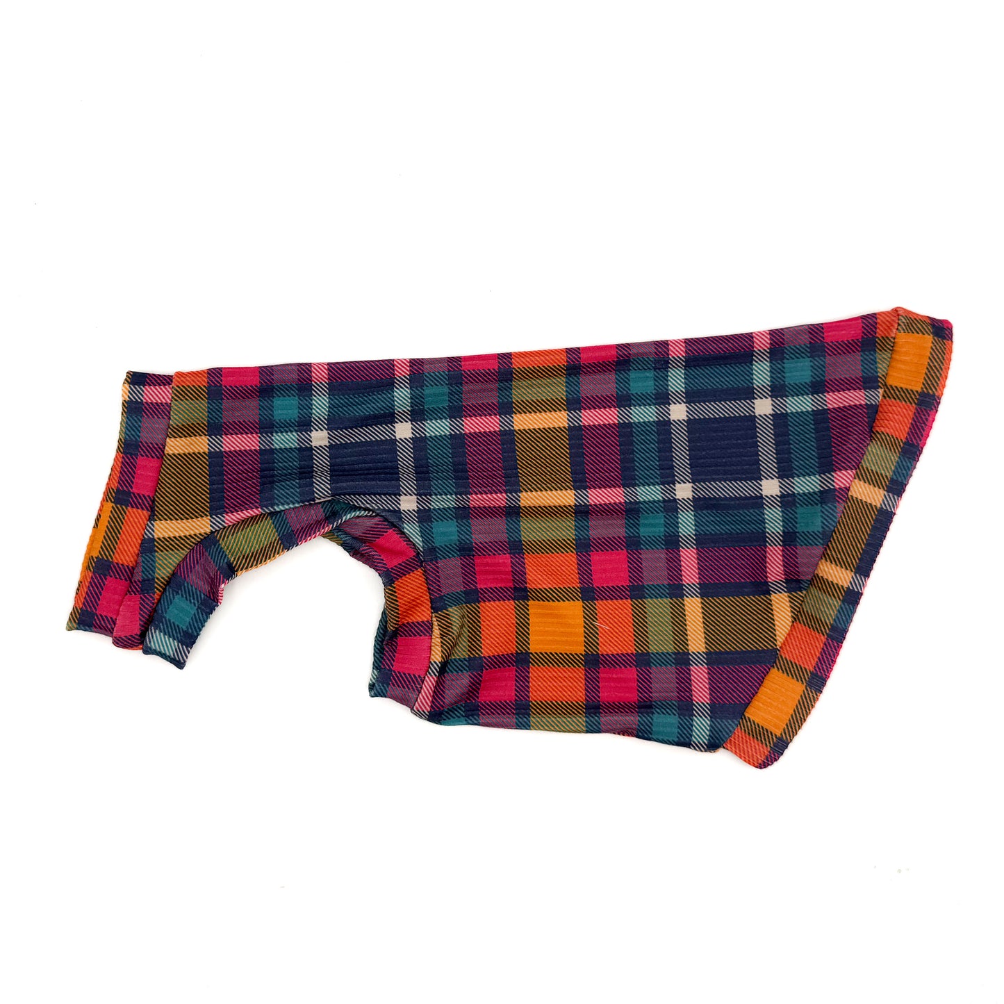 Fall Plaid Ribbed Shirt with One Arm Hole