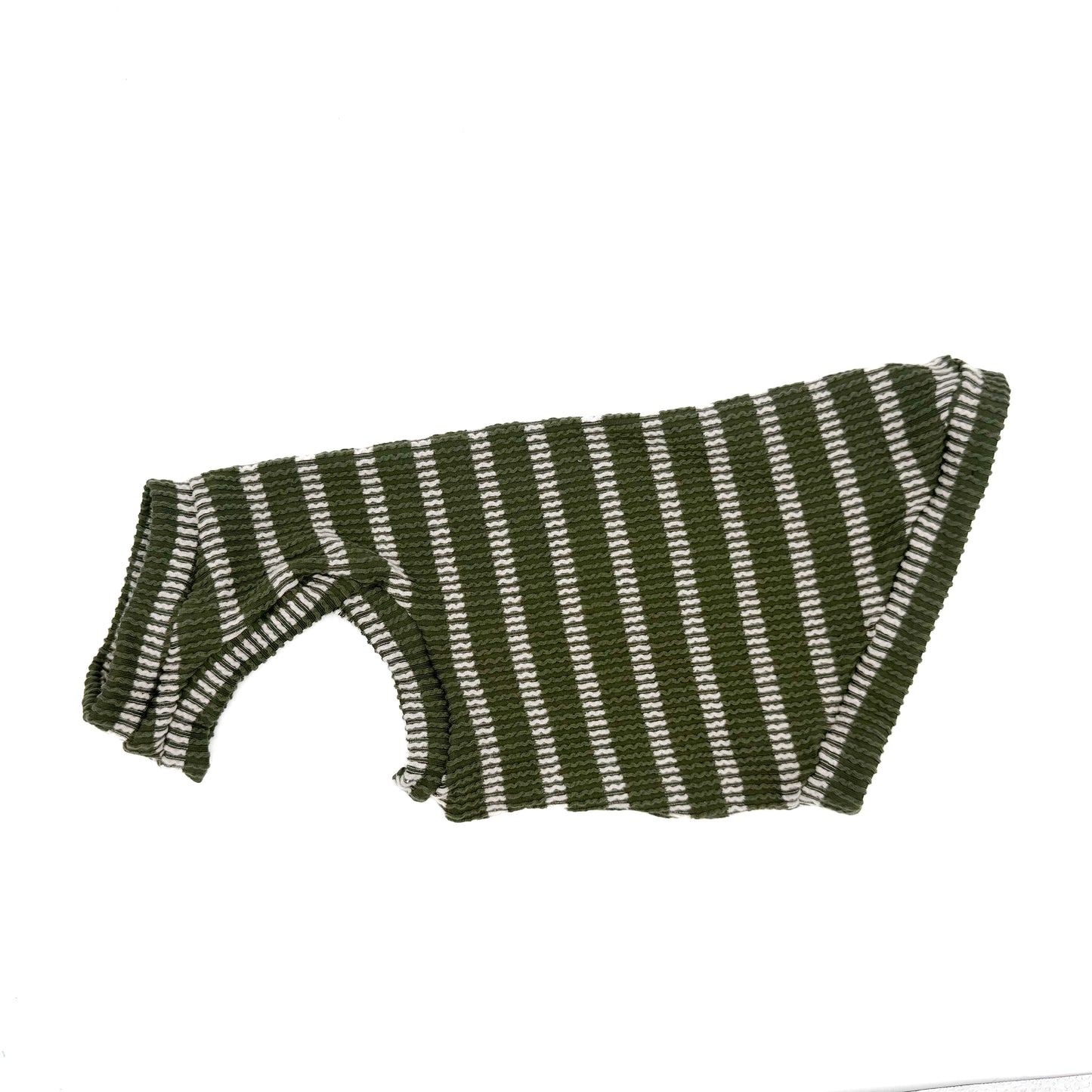 Olive Stripes Chunky Ribbed Shirt with One Arm Hole