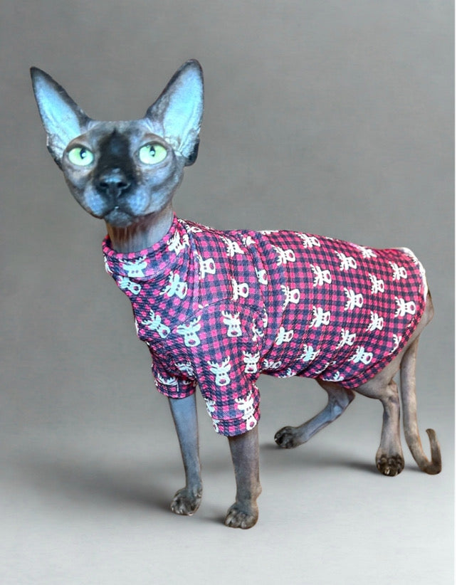 Plaid Nosed Reindeer Long Sleeve Textured Shirt