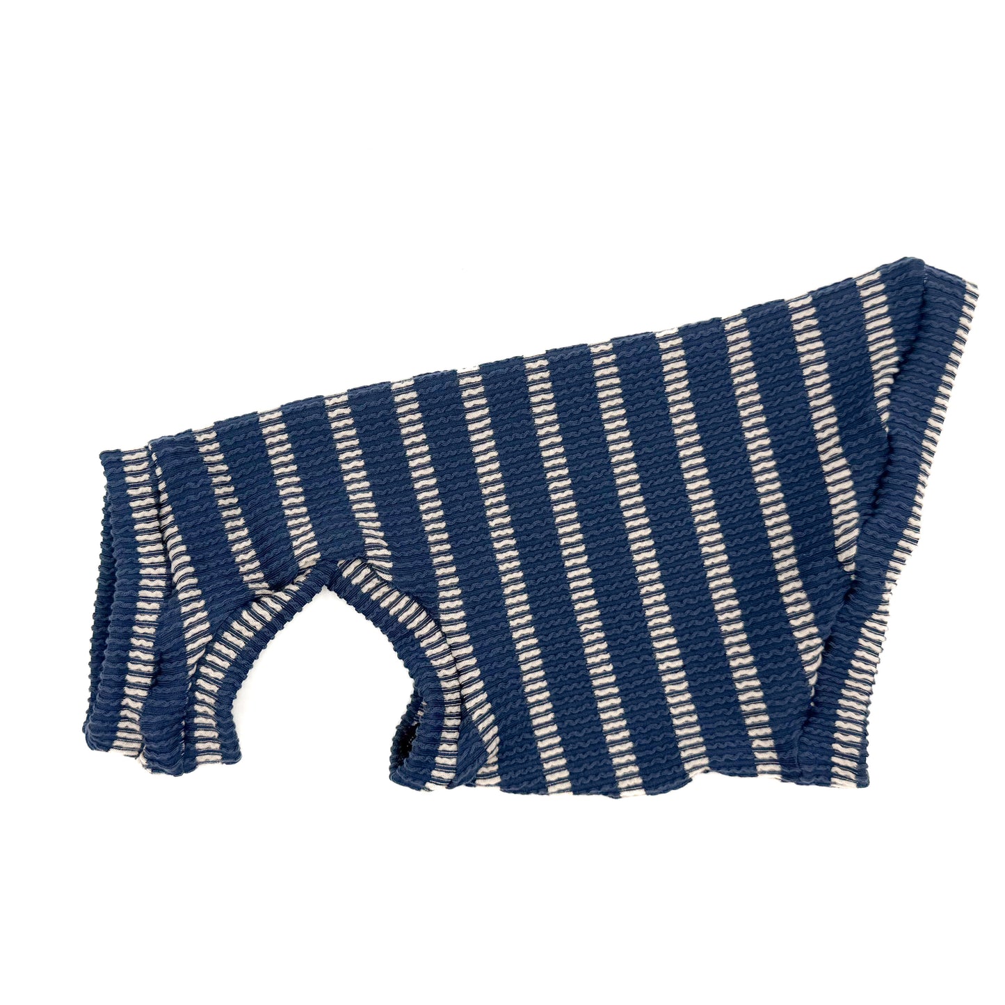 Blue Stripes Chunky Ribbed Shirt with One Arm Hole