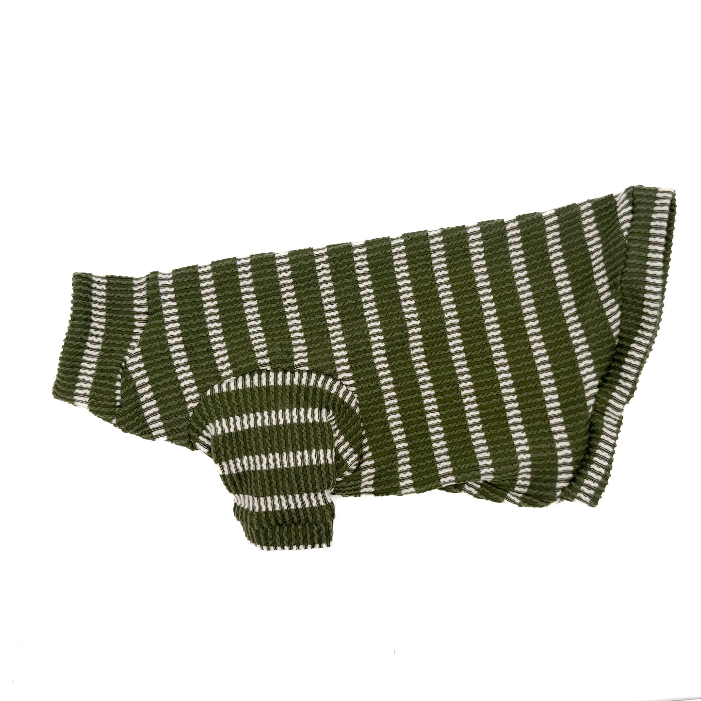 Olive Stripes Tutuneck Long Sleeve Chunky Ribbed Shirt