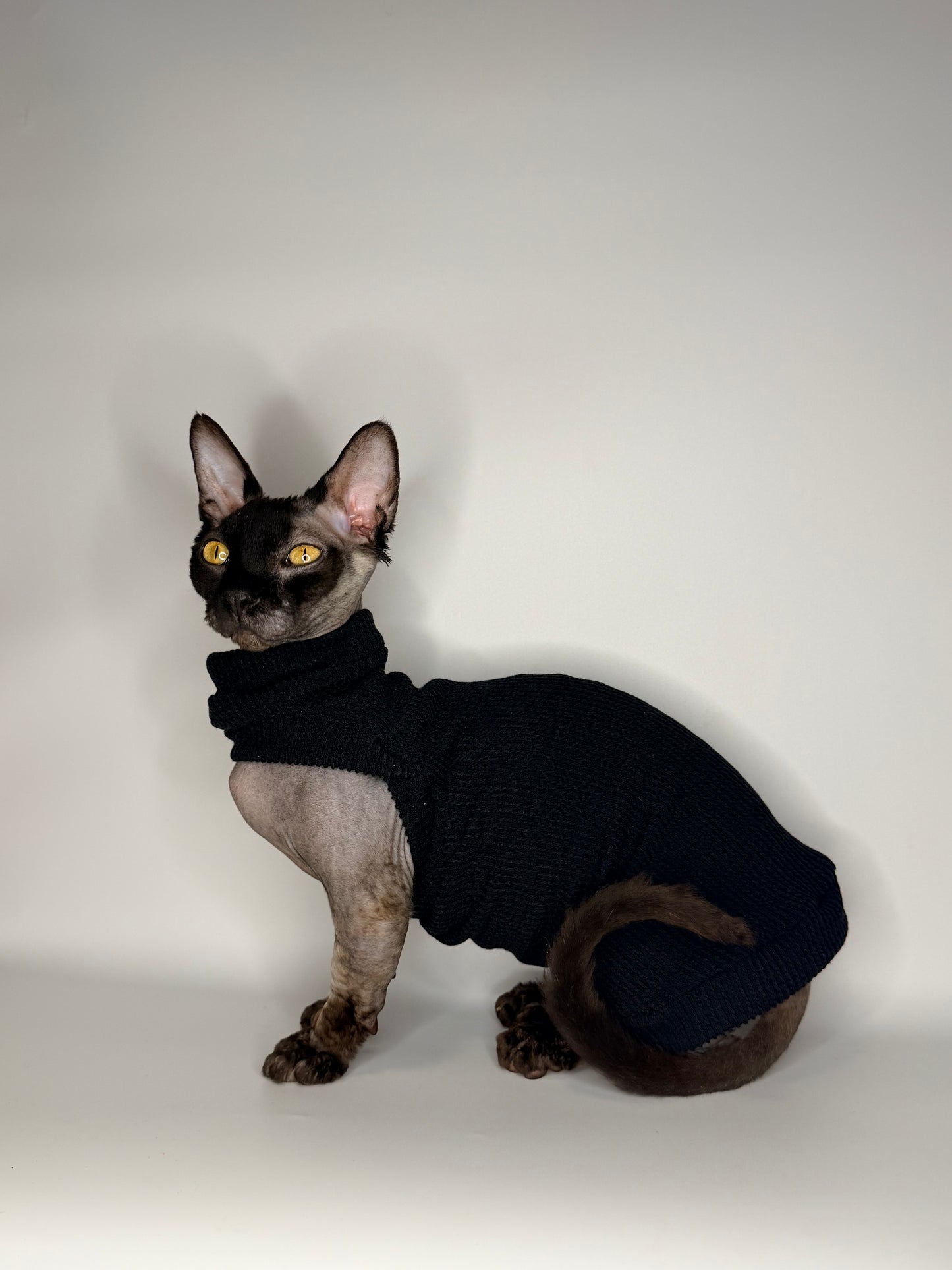 Black Chunky Ribbed Shirt with One Arm Hole