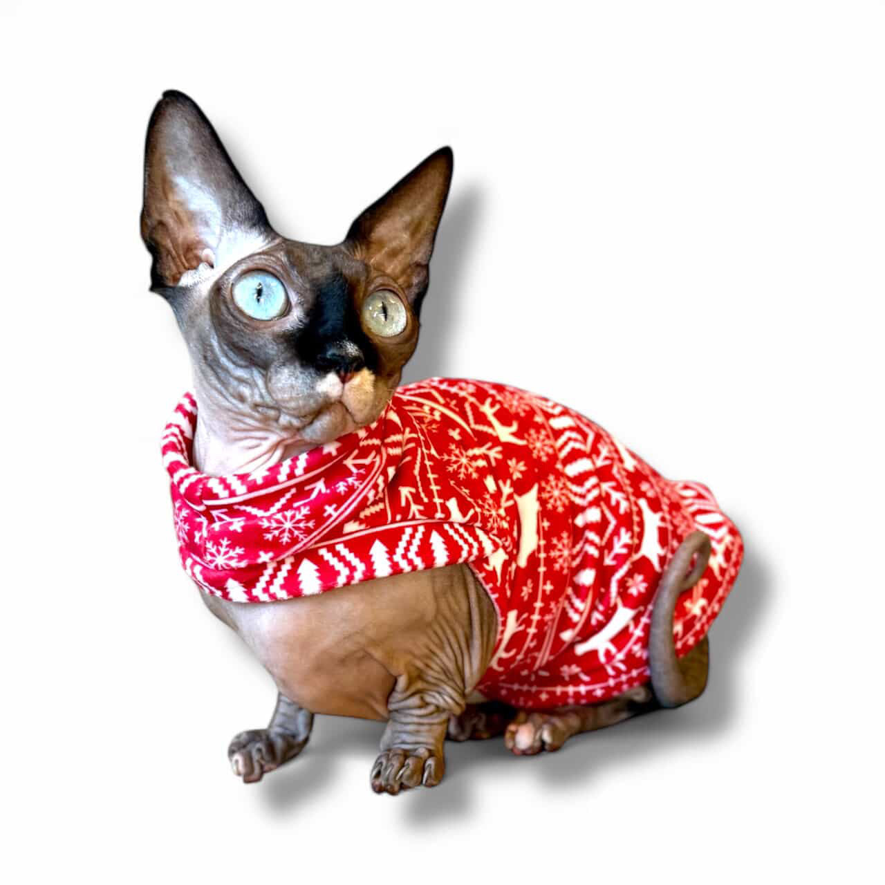 Cat Fair Isle Fleece Shirt with One Arm Hole