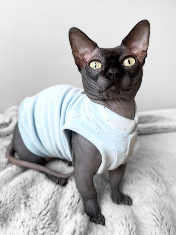 Blue Rhinestone Velour Shirt