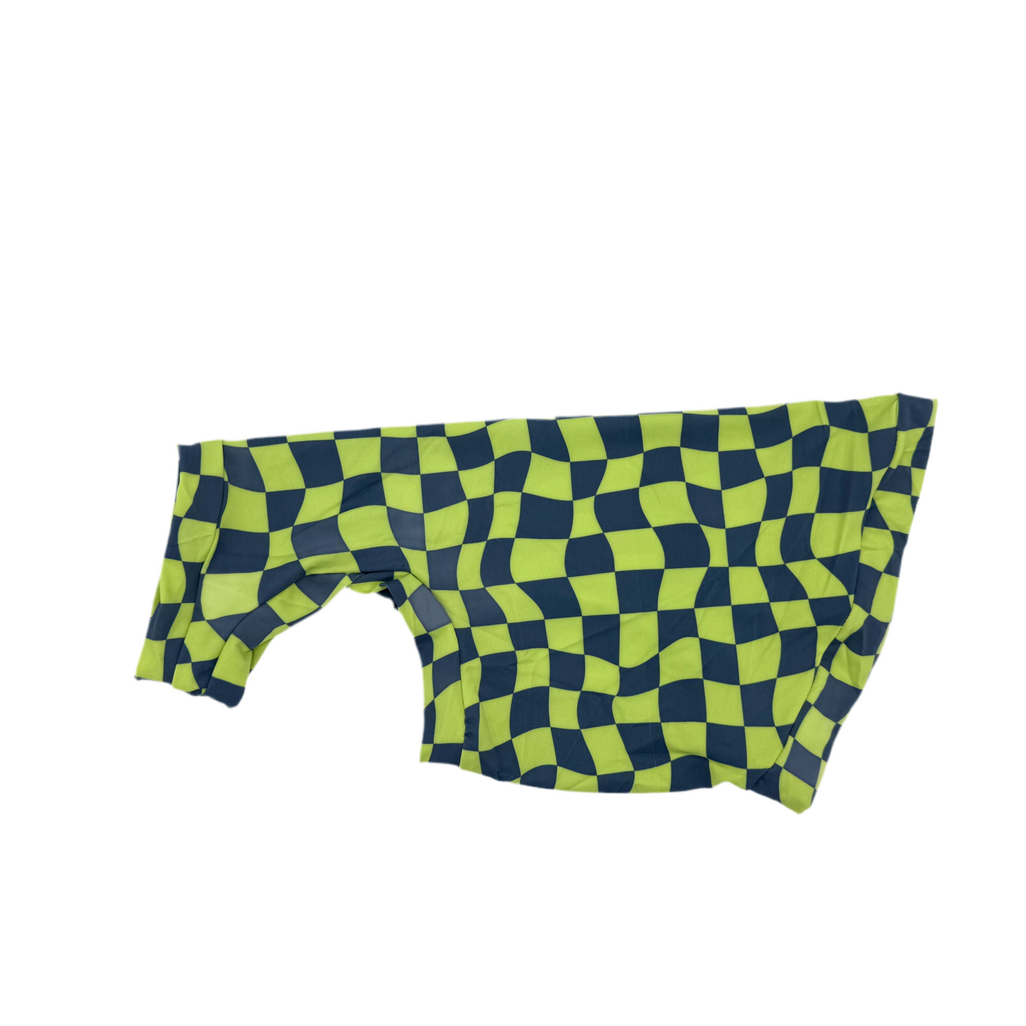 Green Wavy Checks UV 50+ Protective Sun Shirt with One Arm Hole