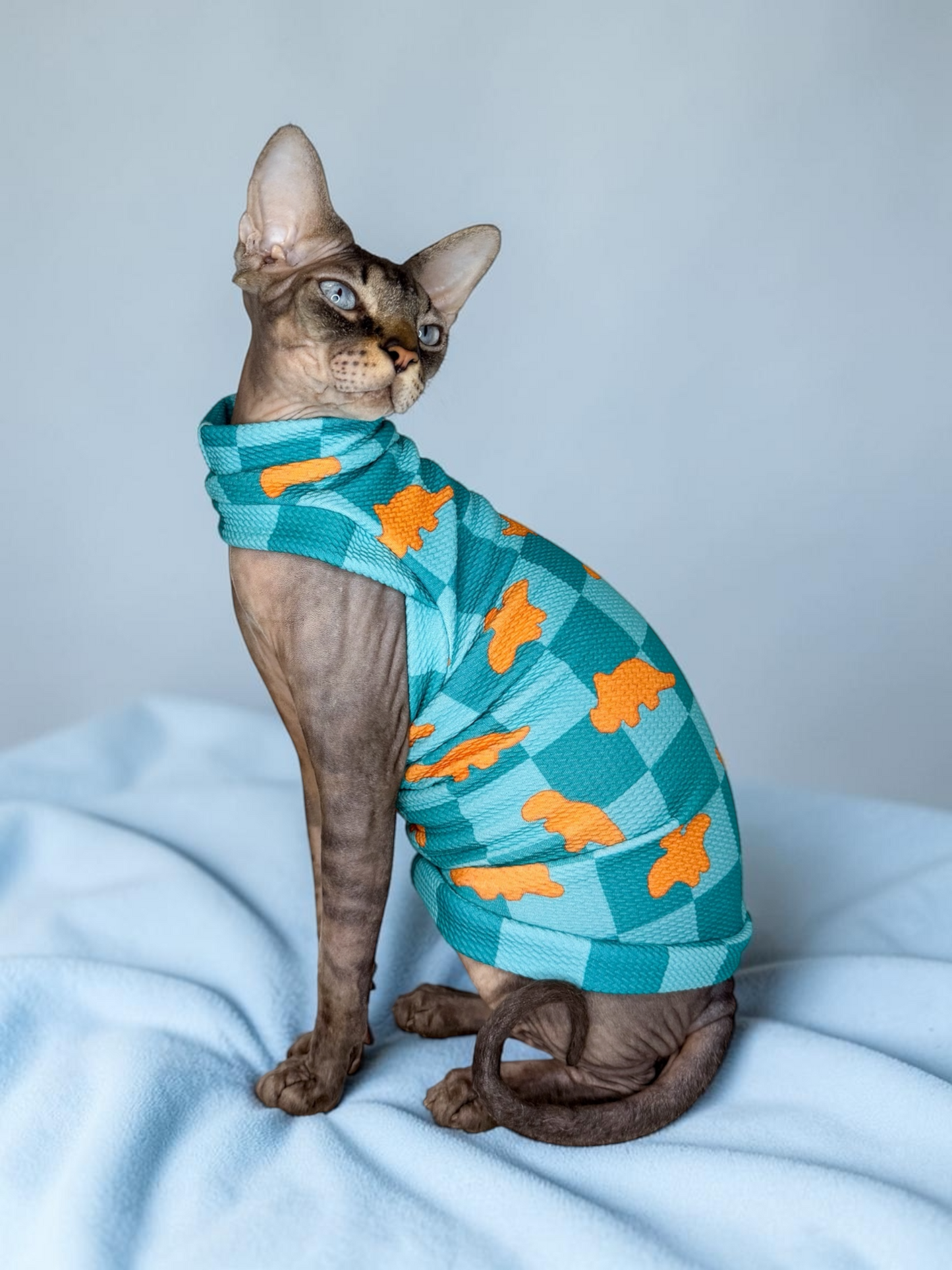 MSD X NoodyBums Teal Dino Nuggets Textured Shirt with One Arm Hole