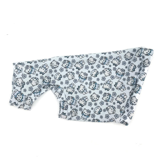 Blue Kitty Textured Shirt with One Arm Hole