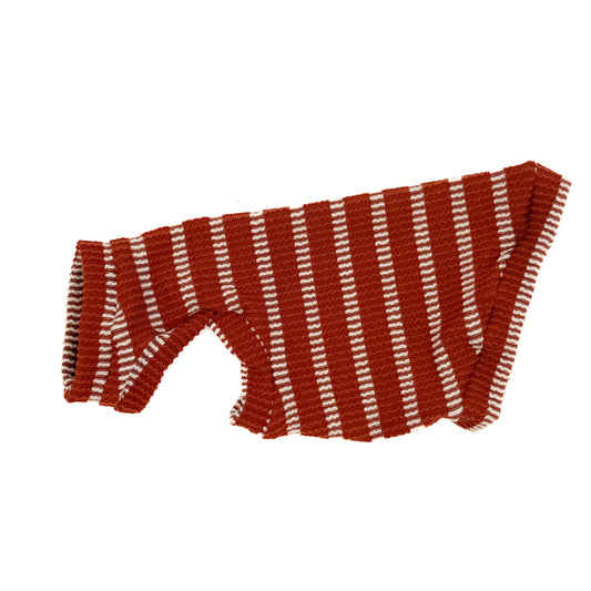 Rust Stripes Chunky Ribbed Shirt with One Arm Hole
