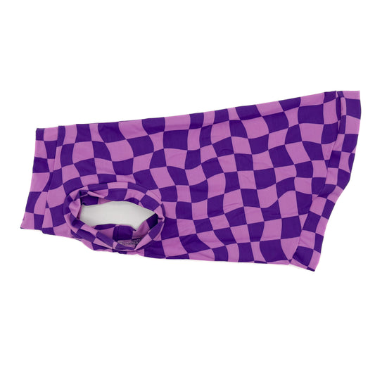 Purple Wavy Checks UV 50+ Protective Sun Shirt