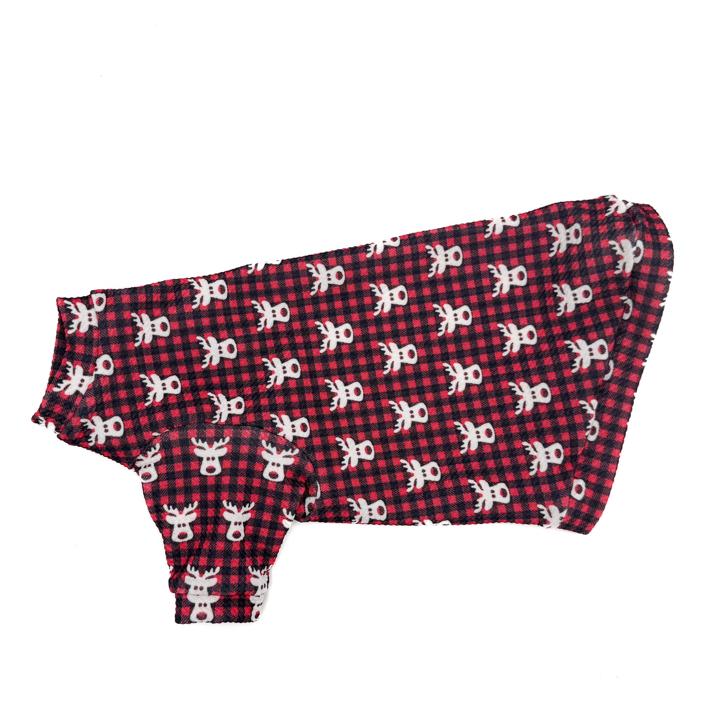 Plaid Nosed Reindeer Long Sleeve Textured Shirt