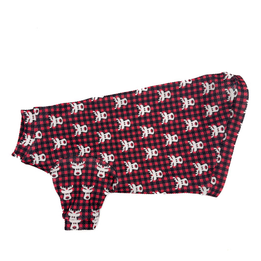 Plaid Nosed Reindeer Long Sleeve Textured Shirt