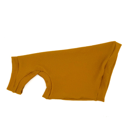 Mustard Chunky Ribbed Shirt with One Arm Hole