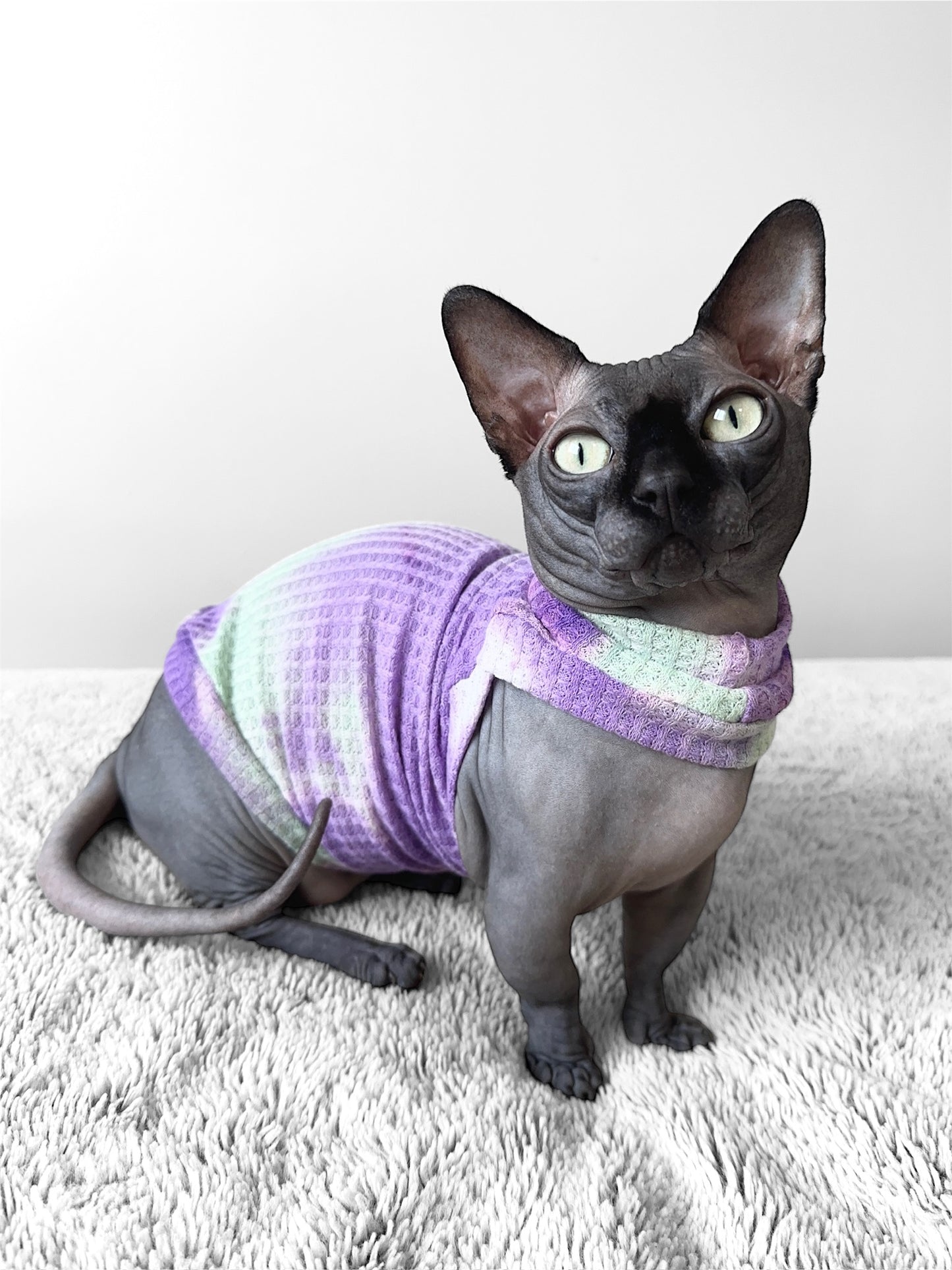 Lavender Sorbet Waffle Knit Shirt with One Arm Hole