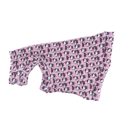 Pink Kitty Textured Shirt with One Arm Hole