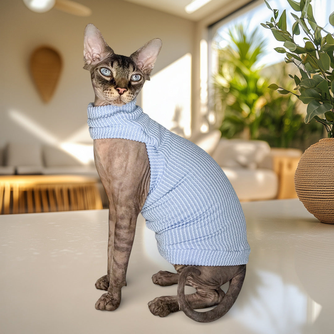 Powder Chunky Ribbed Shirt with One Arm Hole