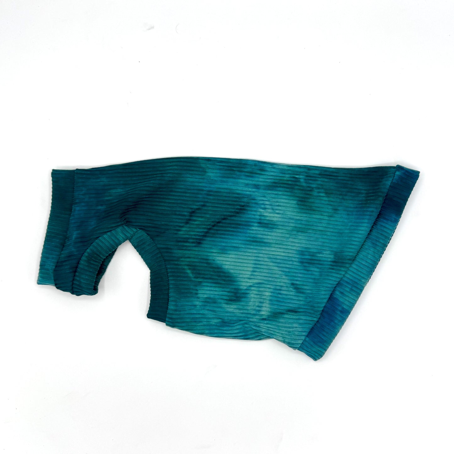 Teal Tie Dye Ribbed Shirt with One Arm Hole