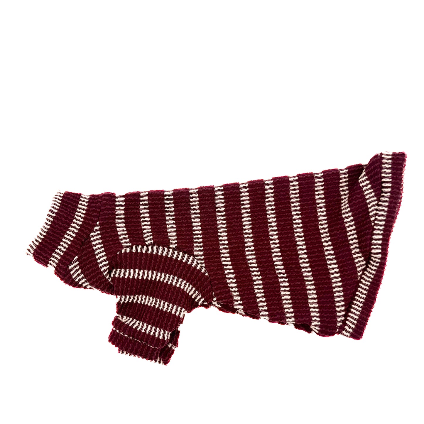 Wine Stripes Tutuneck Long Sleeve Chunky Ribbed Shirt