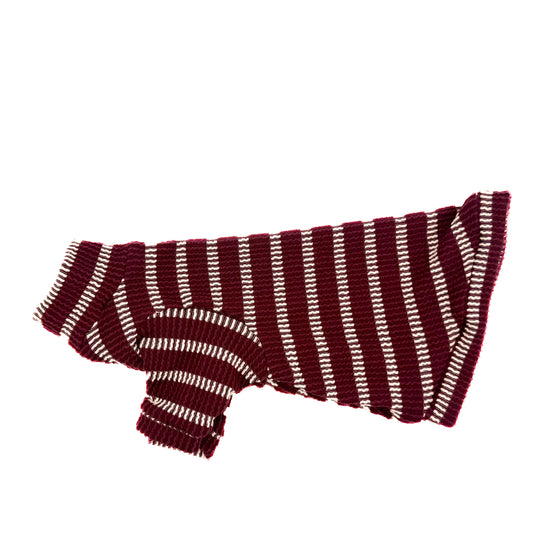 Wine Stripes Tutuneck Long Sleeve Chunky Ribbed Shirt