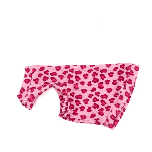Bubblegum Leopard Chunky Ribbed Shirt with One Arm Hole