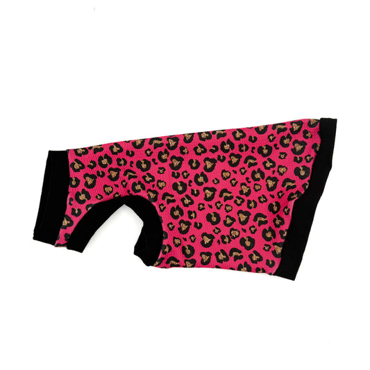 Pink Leopard Textured Shirt with One Arm Hole