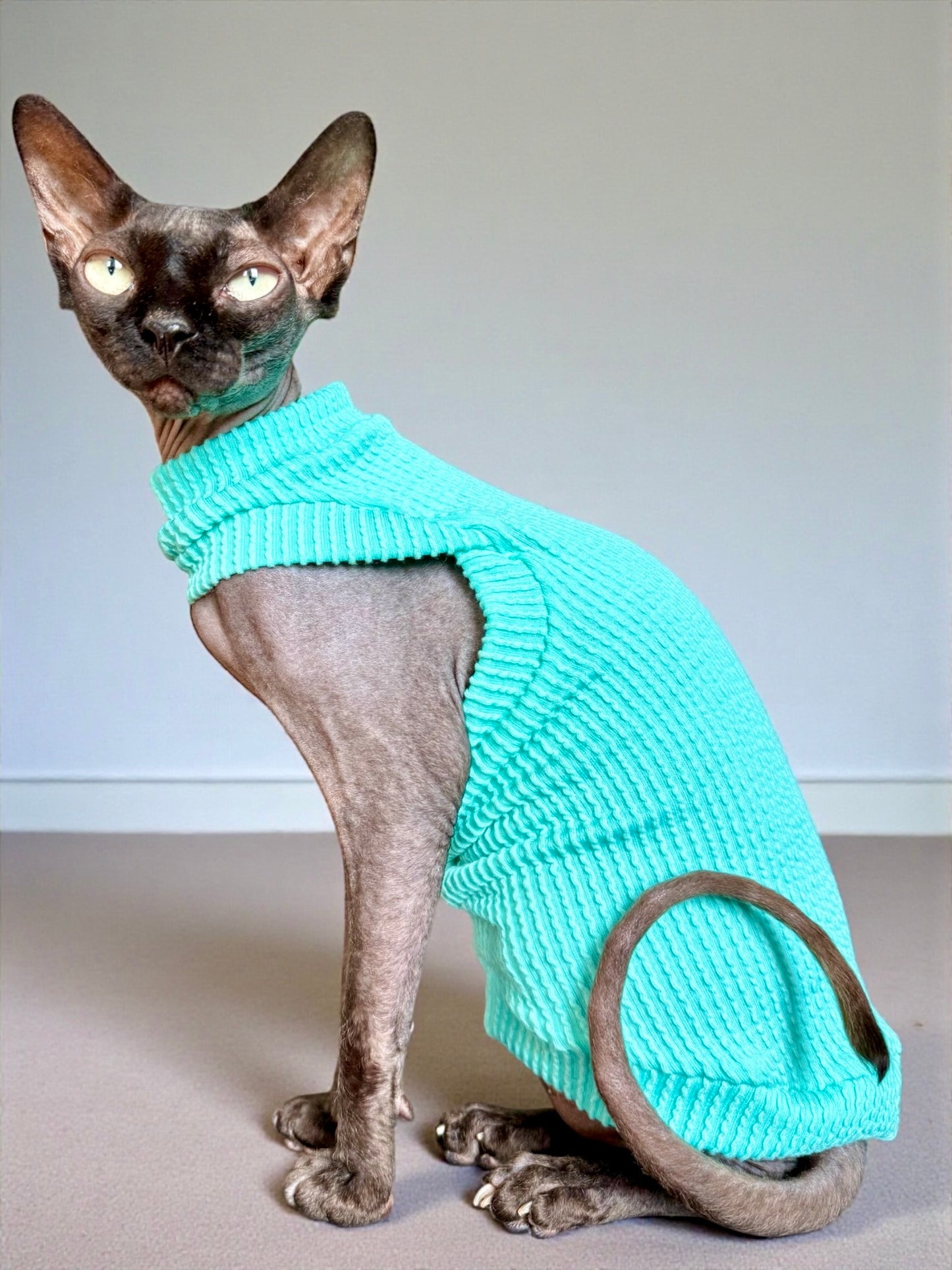 Seafoam Chunky Ribbed Shirt with One Arm Hole