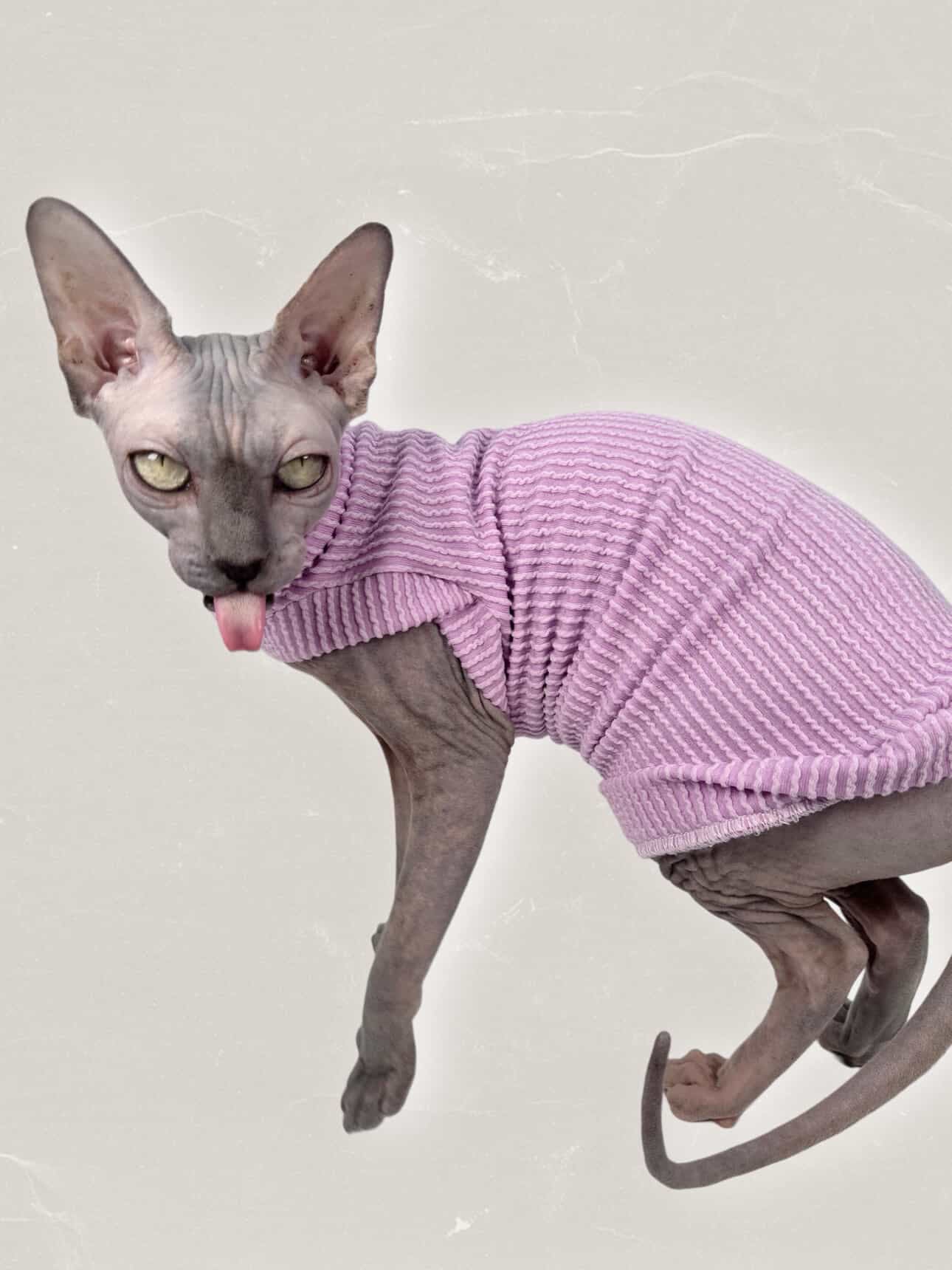 Lavender Chunky Ribbed Shirt with One Arm Hole