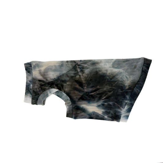 Black/White Tie Dye Ribbed Shirt with One Arm Hole