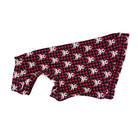 Plaid Nosed Reindeer Textured Shirt with One Arm Hole