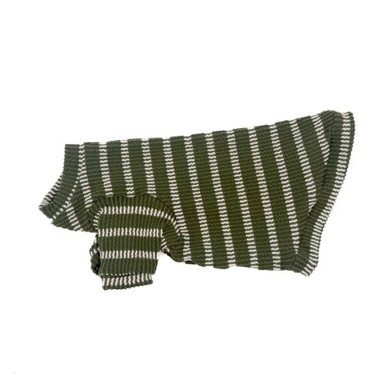 Olive Stripes Long Sleeve Chunky Ribbed Shirt