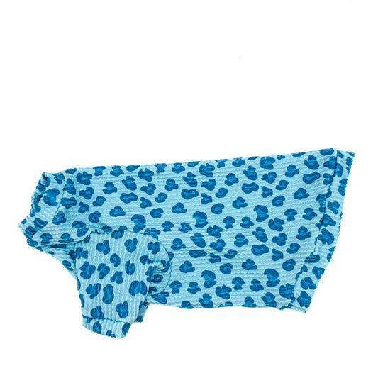Blue Razz Leopard Long Sleeve Chunky Ribbed Shirt