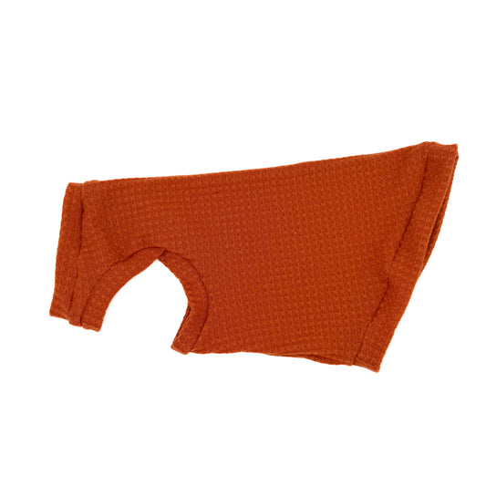 Rust Waffle Knit Shirt with One Arm Hole