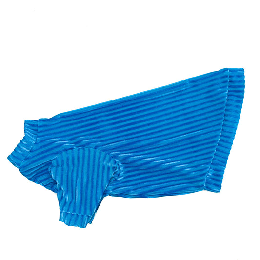 Aqua After Party Long Sleeve Ribbed Velvet Shirt