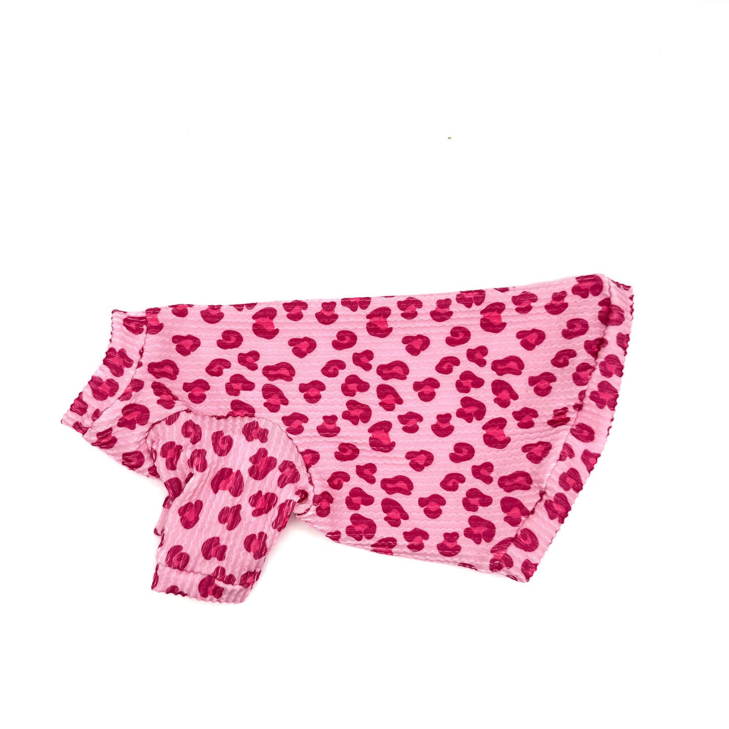 Bubblegum Leopard Long Sleeve Chunky Ribbed Shirt