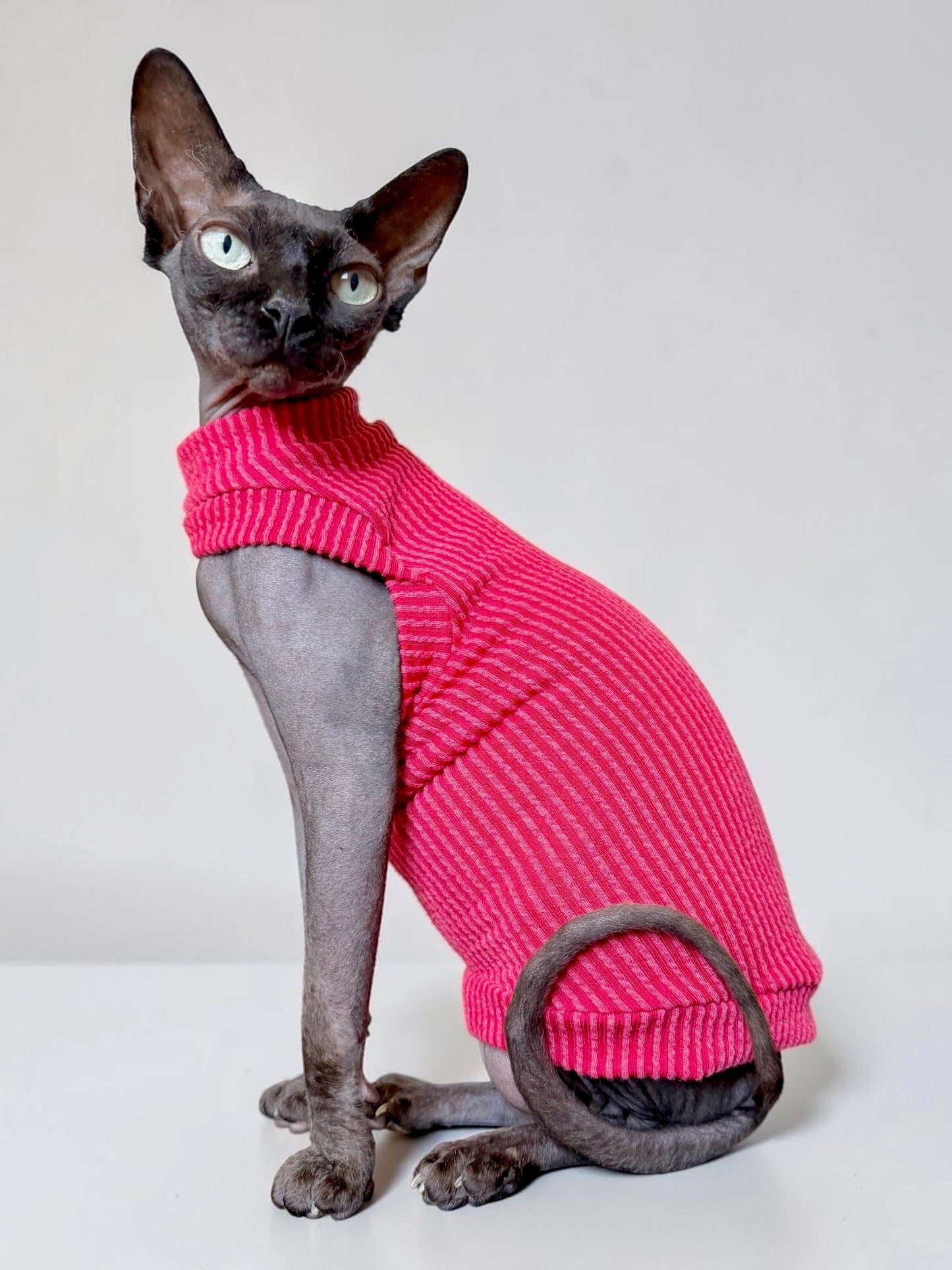 Red Chunky Ribbed Shirt with One Arm Hole