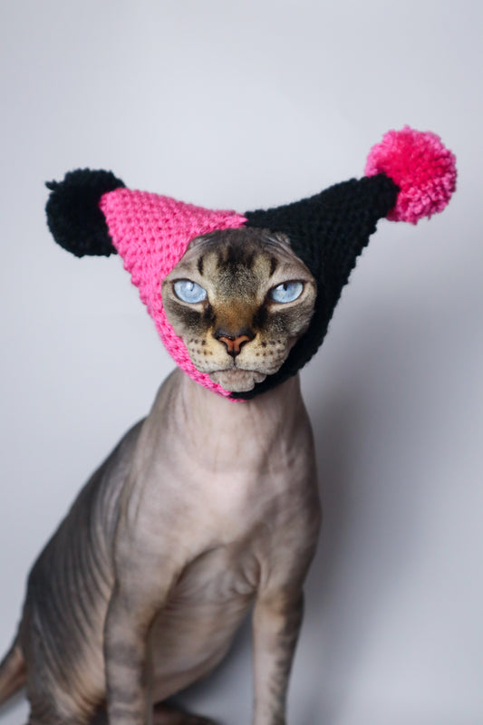 Black & Pink Knit Hat