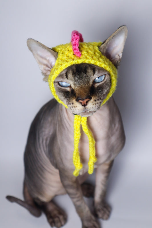 Yellow & Pink Dino Knit Hat