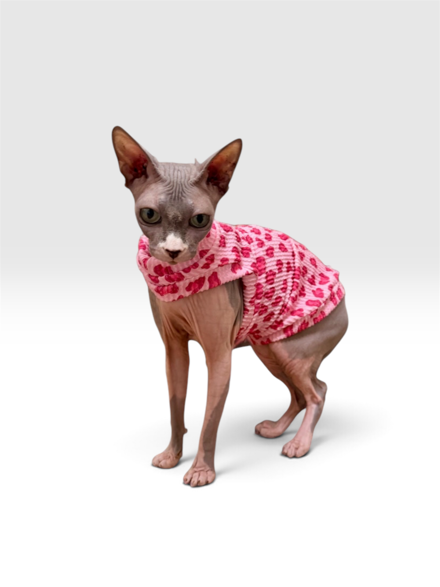Bubblegum Leopard Chunky Ribbed Shirt with One Arm Hole