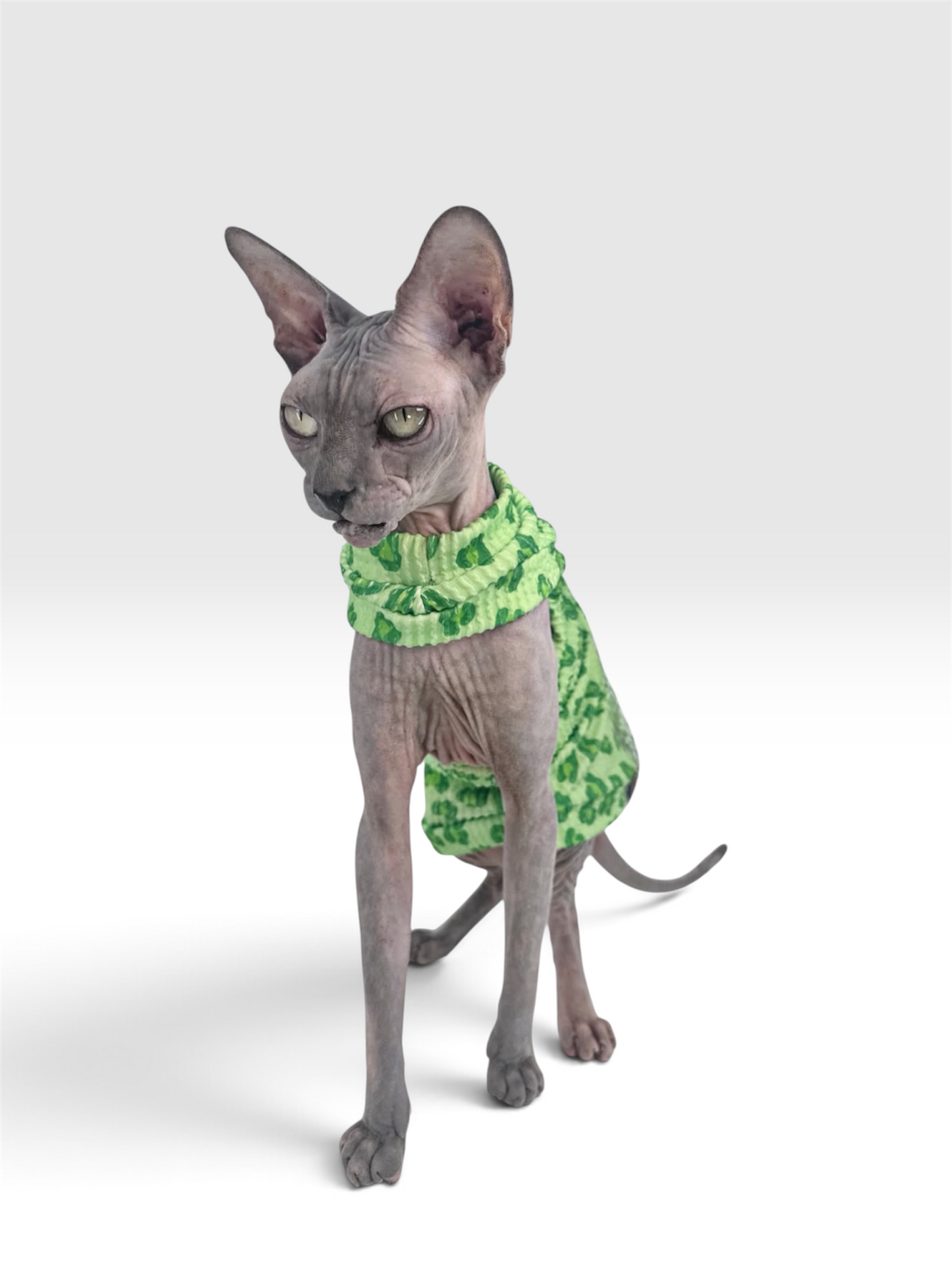 Sour Apple Leopard Chunky Ribbed Shirt with One Arm Hole
