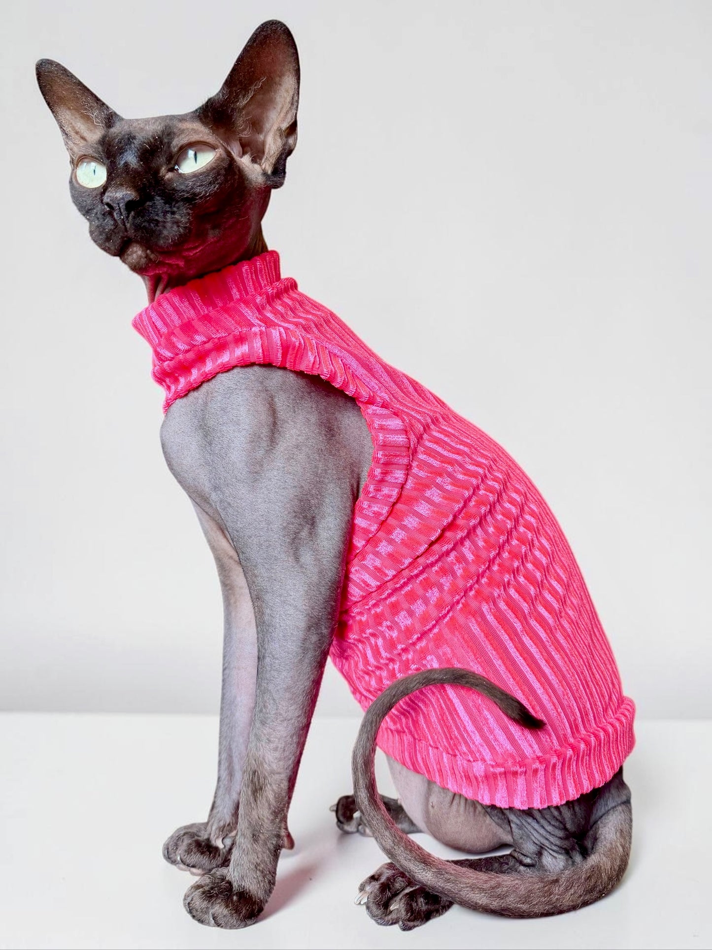 Pink Paloma Punch Ribbed Velvet Shirt with One Arm Hole